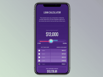 Loan Calculator application banking fintech loan calculator slider