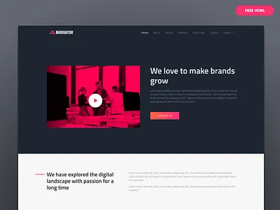 Navigator Bootstrap4 Free Template agency website template dark design dark website free html5 template free landing page template free website
