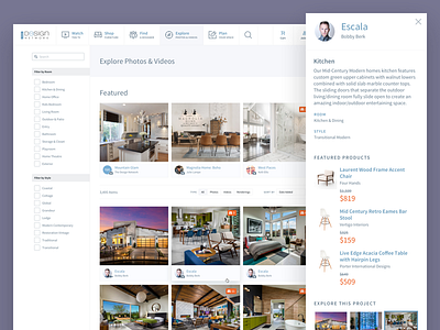 TDN Explore browse explore furniture gallery grid online store photography shop source sans pro ui ux