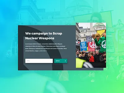 Newsletter Call to Action blue and yellow design call to action charity cnd design donate newsletter peace website