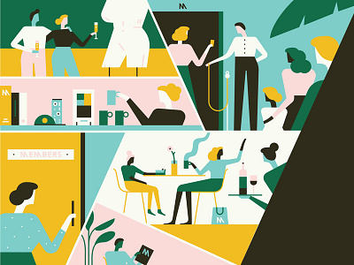 Museum Journal character digital food and drink graphic illustration museum people vector