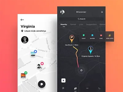 Friends Map app inspiration interaction interface map ui ux