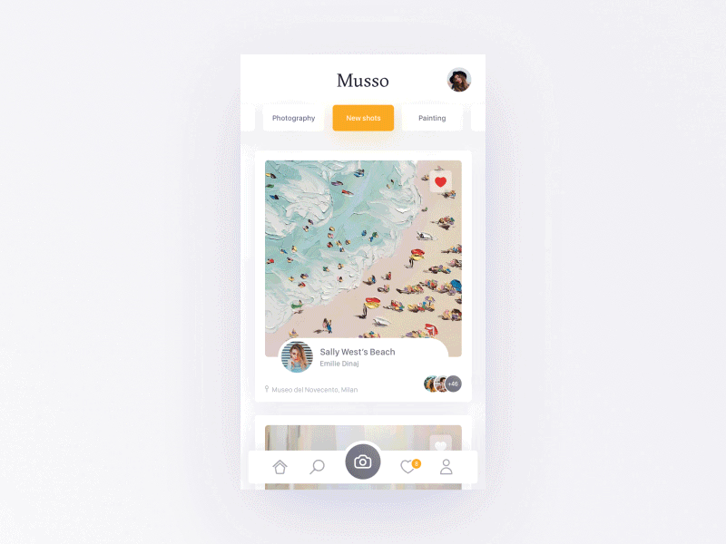 Musso app application card museum osx photo ui ux webdesign