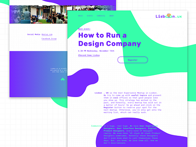 Landing page for LisbonUX.org blob community event landing page lisbon meetup ui ux