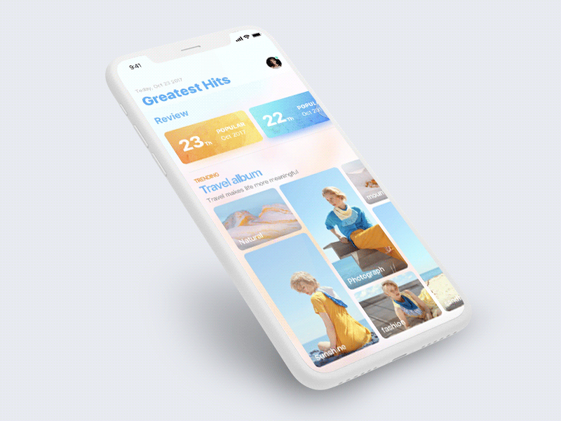 Travel share APP app article gif ios11 picture record share slide switch theme travel