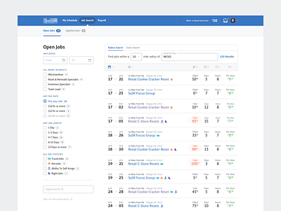 Job Search filter job search jobs search staffing ui ux web app