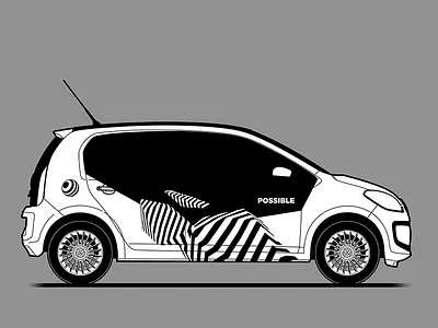 VW e-up! blackandwhite car decal eup minimal possible vw