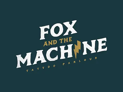 Fox And The Machine branding fox grunge lightning logo machine retro tattoo wordmark