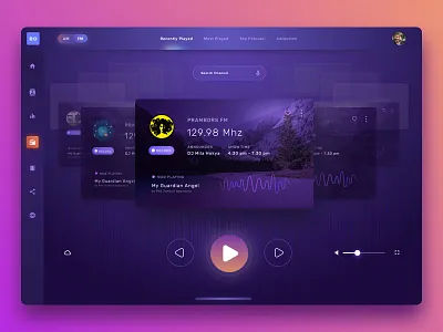 Radio and Multimedia Player Djaman Now dashboard landingpage modern multimedia player purple radio tablet