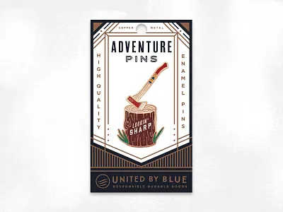 Lookin' Sharp Pin adventure axe chop enamel pin illustration log packaging pin wood