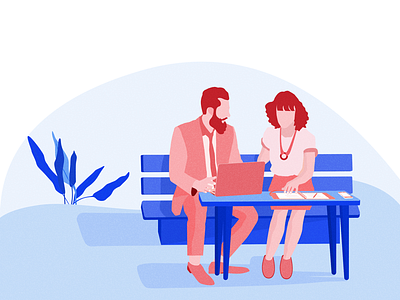 operating hours blue illustration man powder time woman work