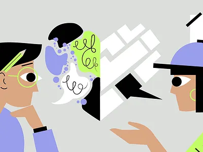 Designer VS Developer character collaboration designer developer development illustration proces team ux