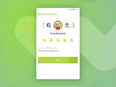 Rating screen for Wunder Carpool app android carpool mobile app design rating summary ui user experience user interface wunder