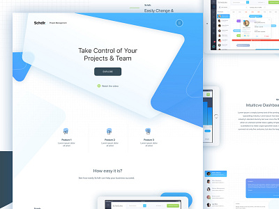 Project Management Landing page chat collaboration communication dashboard landing page project management team working