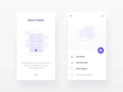 Intro Screen & Profile cards clean info intro ios minimal profile purple upload user welcome