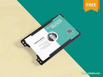 Free ID Card Holder Mockup PSD businesscards cardholder free freebie id card holder mockup presentation psd visitingcards