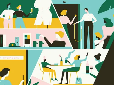 Museum Journal card character editorial flat graphic hand illustration museum publishing vector