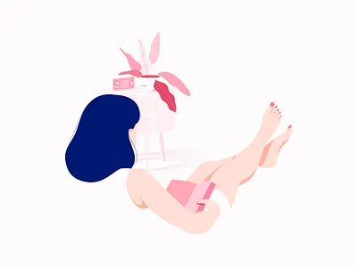 Relax book design flat grils header illustrasi illustration