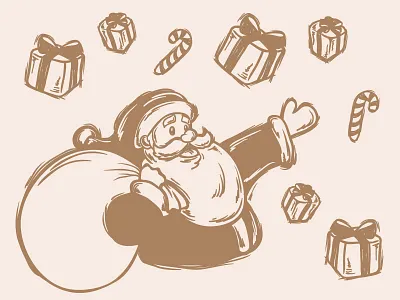 Vintage Santa Hand Drawn christmas envelope gifts hand drawn letter merry presents santa santa claus scribble template vintage