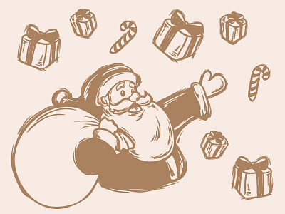 Vintage Santa Hand Drawn christmas envelope gifts hand drawn letter merry presents santa santa claus scribble template vintage