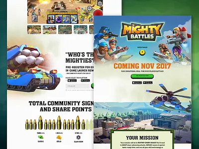 Mighty Battles Landing Page desktop landing page ui ux web webdesign webpage website