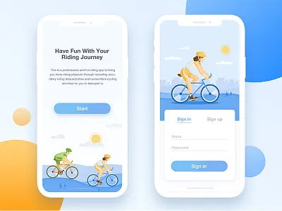 Cycling App app bicycle bike card graph health illustration interface ios riding sport ui