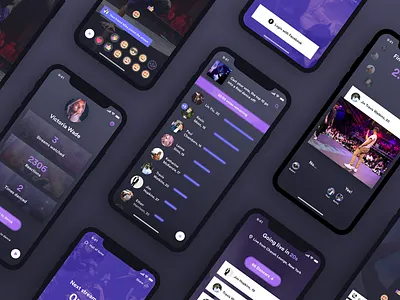 Live Voting App app cards comment dance dark ios ios11 profile rating stream video voting