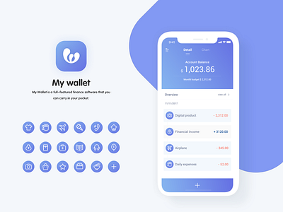 My Wallet blue chart expense income wallet