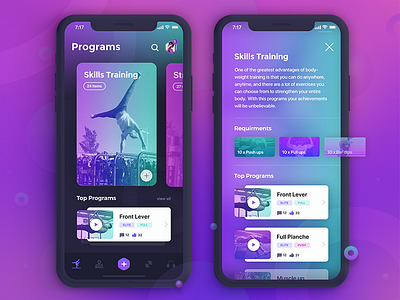 Beast Barz - programs screens app application card dark fitness gym interface sport ui ux