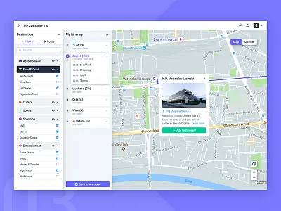 Interactive Travel Planner—UI Weekly Challenges S02 [3/10] app dashboard desktop map material planner travel ui user interface web