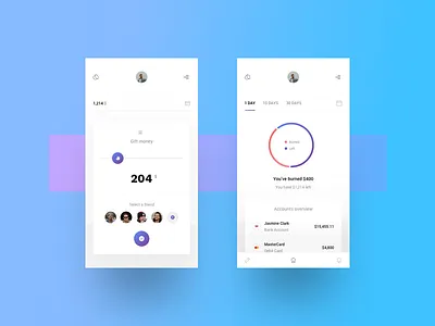 App - Fin-Tech analytics banking dashboard design feed fintech gift minimal mobile money profile