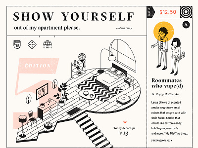 Show Yourself mag apartments cover isometric layout pressura room sectra vape vaping zine