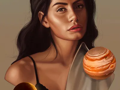 Astronomy face jupiter moon portrait universe woman