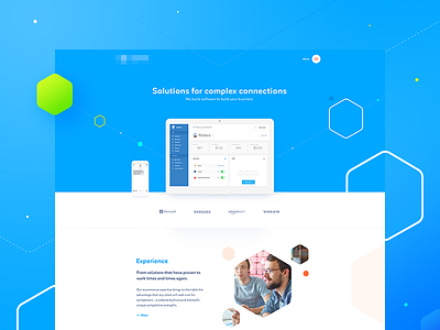 software house website design blue color design desktop flat gradient illustration landing minimal shadow ui website