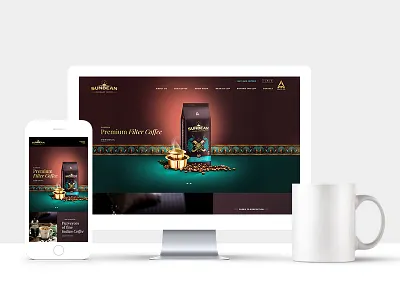 Website Design for ITC Sunbean pitch. clean coffee free free psd layout mobile mockup premium responsive simple tea website
