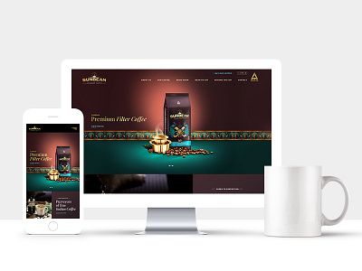 Website Design for ITC Sunbean pitch. clean coffee free free psd layout mobile mockup premium responsive simple tea website