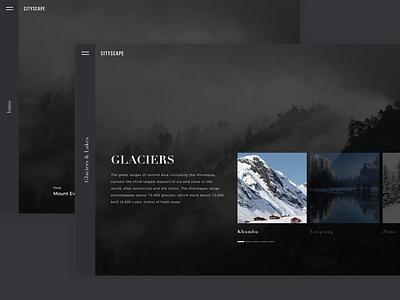 Cityscape landing Page black cityscape galciers lakes landingpage mountain website