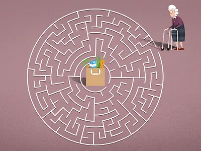 grandma character charity grandma illustration maze noise poster shopping bag