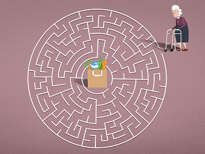 grandma character charity grandma illustration maze noise poster shopping bag