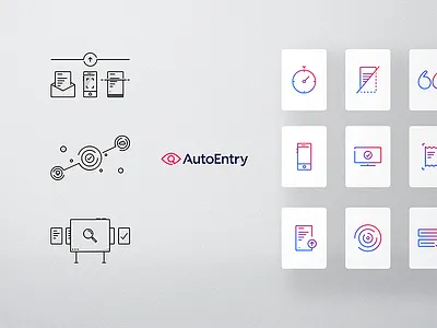 Accounting software icon set accountant accurate automated bookkeeper gradient illustration integration outline powerful quote smart upload
