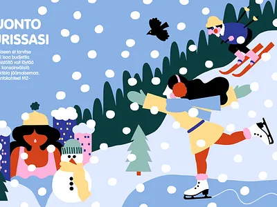 Winter Sports cold colorful cute editorial flat color leena kisonen magazine nature pastels snow sports winter sports