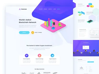 Blockchain Website blockchain crowdfunding cryptocoin cryptocurrency design ico interaction isometric illustration typography ui ux website design