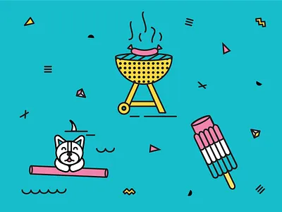 Still Summer in Austin 90s bbq confetti dog fjord grill ice cream illustration popsicle shapes summer swimming