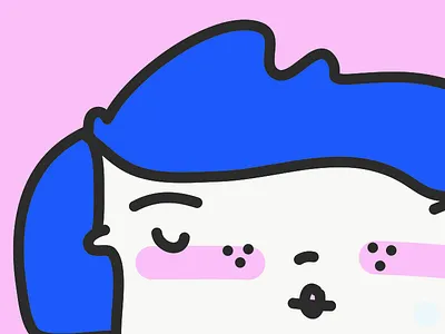 I'm *blushing* blue hair blush color cute drawing ears freckles girl illustration line drawing vector