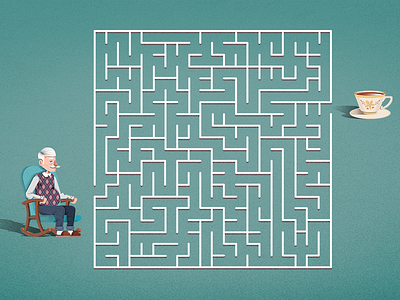 grandpa character charity cup grandpa illustration maze noise poster