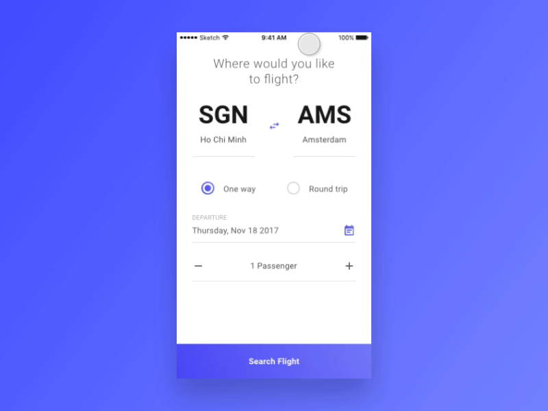 #1 Flight Search flight search mobile practice saigon search ui design vietnam vietnamese designer