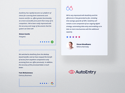 Accounting software testimonials gradient icon profile quote rating review star