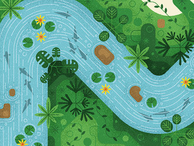 Paradise design editorial flat graphic illustration landscape nature river simple texture vector water