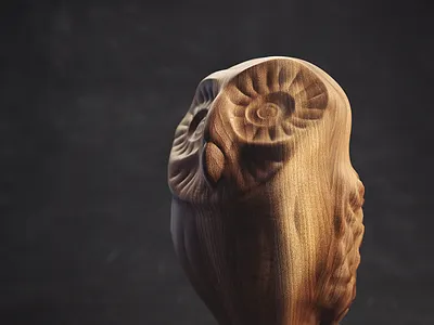 Owl 3d c4d lighting octane owl shadows texture wood