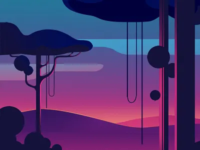 hills and trees abstract geometric gradient illustration jungle trees trystram vector